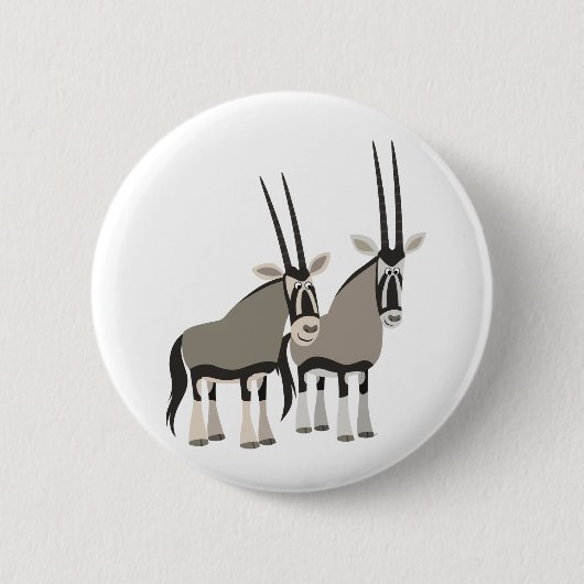 Cute Pair of Cartoon Oryxes Button Badge (Voorkant)