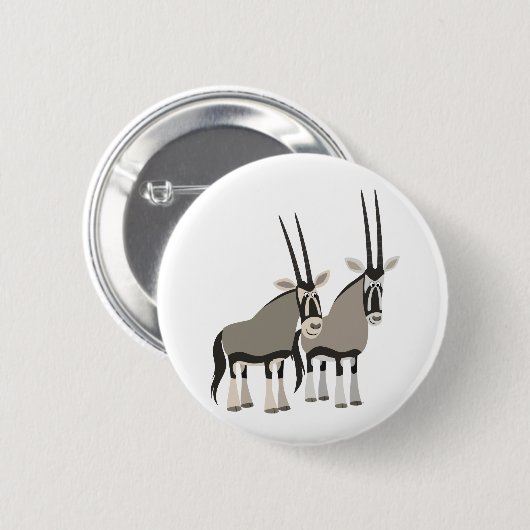 Cute Pair of Cartoon Oryxes Button Badge (Voorkant /achterkant)