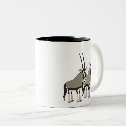 Cute Pair of Cartoon Oryxes Mok (Voorkant rechts)