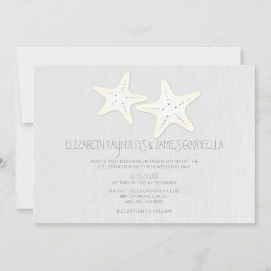 Cute Pair of Starfish Wedding Invitting Kaart (Voorkant)