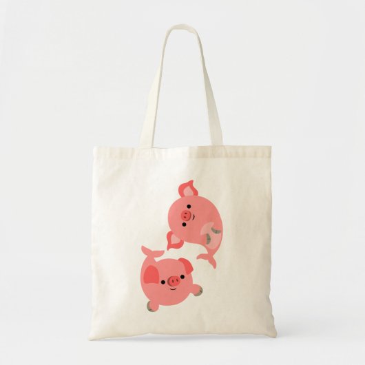 Cute Pair van Cartoon Merpig Bag Tote Bag (Voorkant)