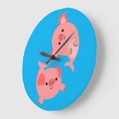 Cute Pair van Cartoon Mervarkens Grote Klok (Hoek)