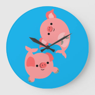 Cute Pair van Cartoon Mervarkens Grote Klok