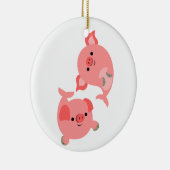 Cute Pair van Cartoon Mervarkens Keramisch Ornament (Rechts)
