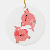 Cute Pair van Cartoon Mervarkens Keramisch Ornament (Voorkant)