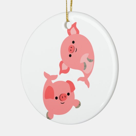 Cute Pair van Cartoon Mervarkens Keramisch Ornament (Links)