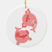 Cute Pair van Cartoon Mervarkens Keramisch Ornament (Achterkant)