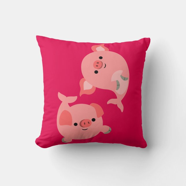 Cute Pair van Cartoon Mervarkens Kussen (Voorkant)