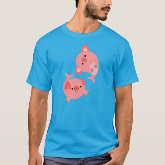 Cute Pair van Cartoon Mervarkens T-Shirt (Voorkant)