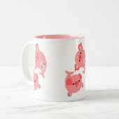 Cute Pair van Cartoon Mervarkens Tweekleurige Koffiemok (Voorkant links)