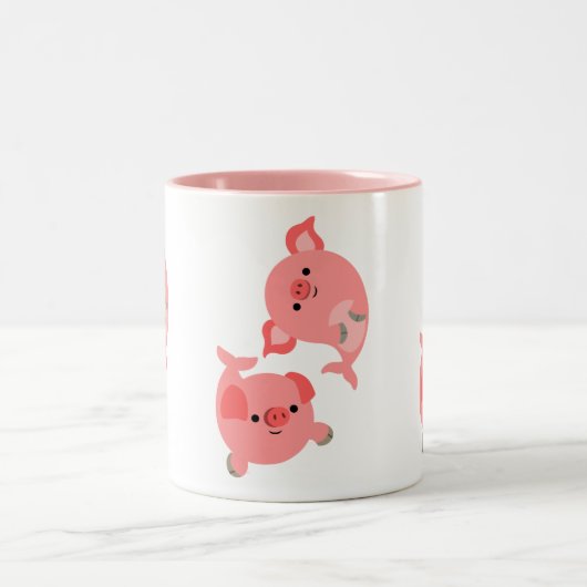 Cute Pair van Cartoon Mervarkens Tweekleurige Koffiemok (Center)