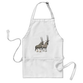 Cute Pair van Cartoon Oryxes Apron Standaard Schort