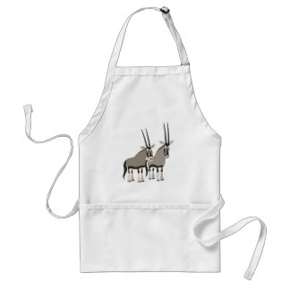 Cute Pair van Cartoon Oryxes Apron Standaard Schort
