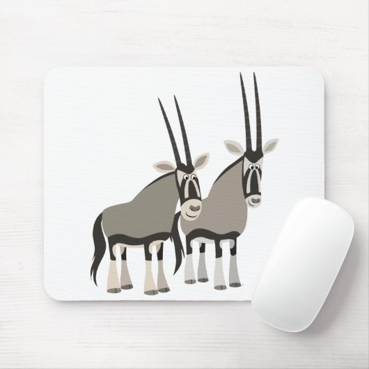 Cute Pair van Cartoon Oryxes Mousepad Muismat (Met muis)