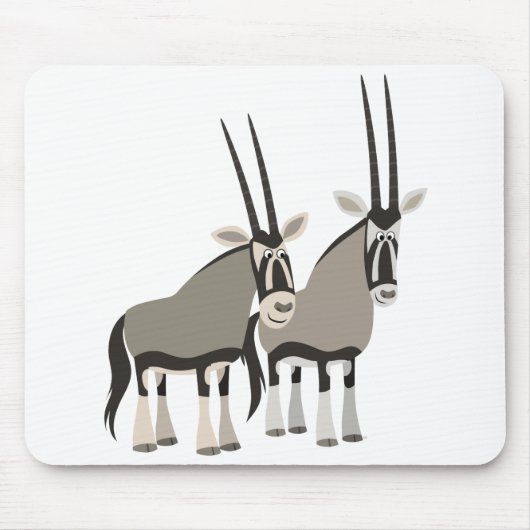 Cute Pair van Cartoon Oryxes Mousepad Muismat (Voorkant)