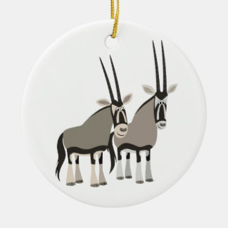 Cute Pair van Cartoon Oryxes Ornament