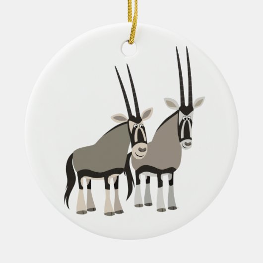 Cute Pair van Cartoon Oryxes Ornament (Voorkant)
