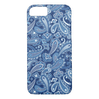 Cute Paisley Floral Pattern Blue Background iPhone 8/7 Hoesje