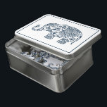 Cute  paisley florale olifant puzzel<br><div class="desc">Navy-blue florale paisley olifant illustratie. Witte achtergrond en blauw lijst aan de rand.</div>