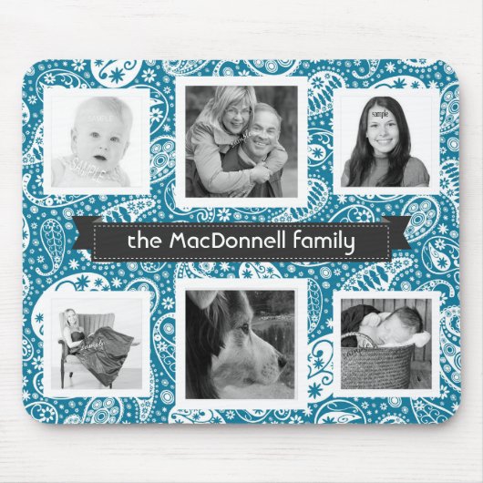Cute Paisley Pattern Instagram Photo Collage Muismat (Voorkant)