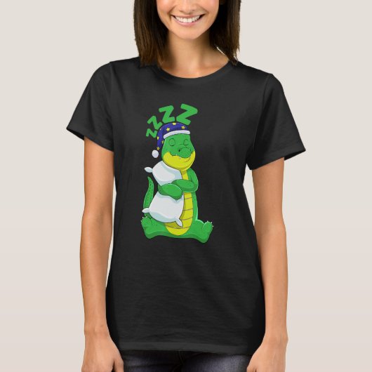 Cute Pajama for Women   Nigh  Sleeping Alligator T-shirt (Voorkant)