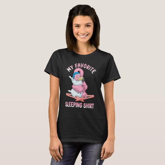 Cute Pajama for Women  Nigh Sleeping Flamingo 1 T-shirt (Voorkant volledig)