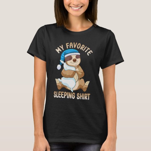 Cute Pajama for Women   Nigh  Sleeping Sloth T-shirt (Voorkant)