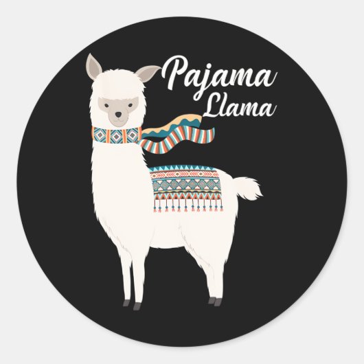 Cute Pajama Llama Bed Time Llama Pajama Ronde Sticker (Voorkant)