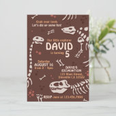 Cute Paleontology Dinosaur Botten Birthday Invite Kaart (Staand voorkant)