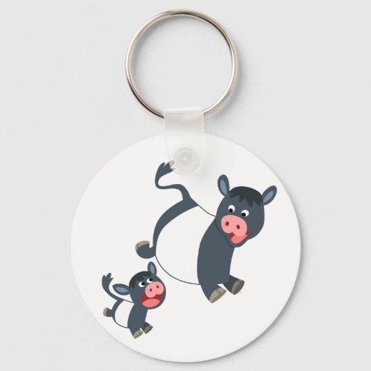 Cute Palling Belted Galloway Koe & Calf Sleutelhan Sleutelhanger (Voorkant)