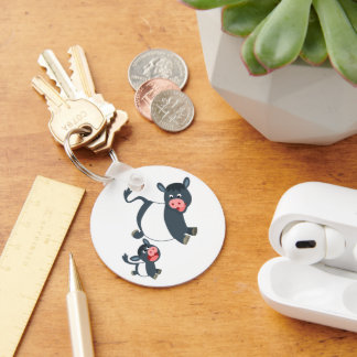 Cute Palling Belted Galloway Koe & Calf Sleutelhan Sleutelhanger