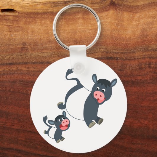 Cute Palling Belted Galloway Koe & Calf Sleutelhan Sleutelhanger (Voorkant)