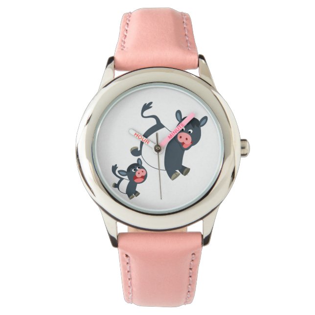 Cute Palling Belted Galloway Koe & Calf Watch Horloge (Voorkant)