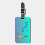 Cute Palm Tree Blue en Paarse ombre Bagagelabel (Voorkant verticaal)