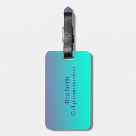 Cute Palm Tree Blue en Paarse ombre Bagagelabel (Achterkant verticaal)