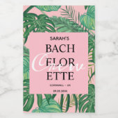 Cute Palm Tropical Pink Bachelorette Crewand Wijn Etiket (Enkel label)