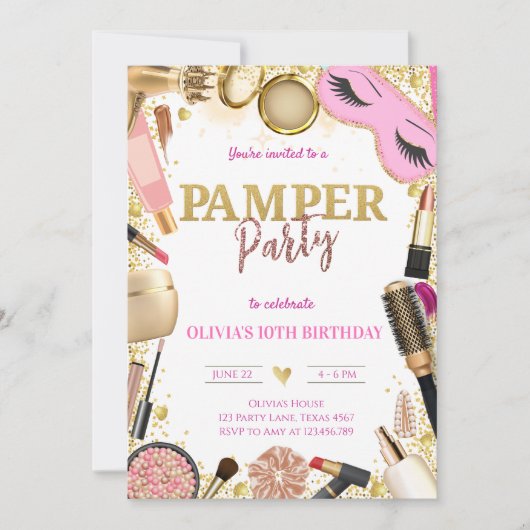 Cute Pamper Party Birthday Kaart (Voorkant)
