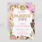 Cute Pamper Party Birthday Kaart (Voorkant / Achterkant)