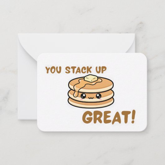 Cute Pancake Valentine Classroom Flat Note Card Notitiekaartje (Voorkant)