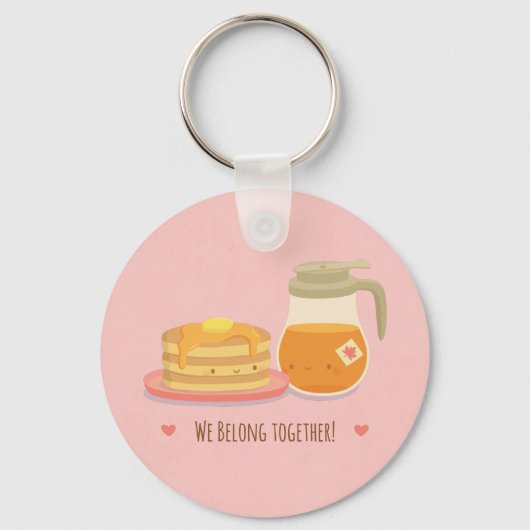 Cute Pancakes en Maple Couple Sleutelhanger (Voorkant)