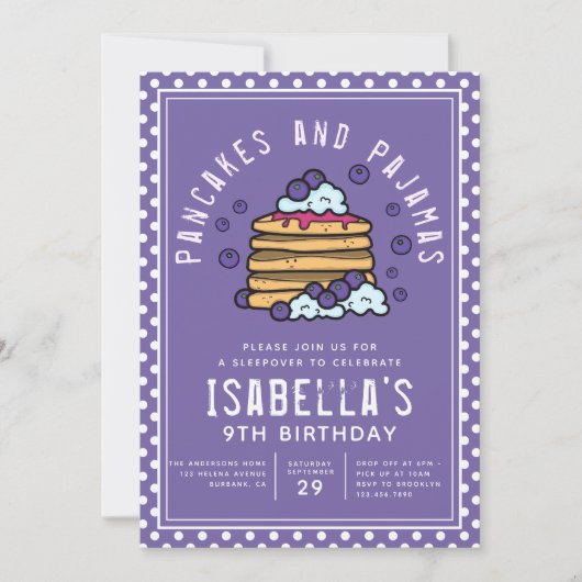 Cute Pancakes en pyjama's Sleepover Kaart (Voorkant)