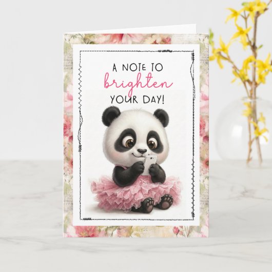 Cute Panda A Note To Brighten Your Day Kaart (Gele Bloem)