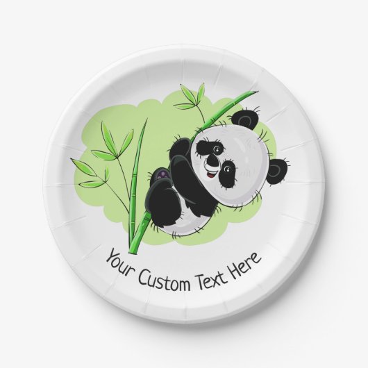 Cute Panda aangepaste borden tekstpapier Papieren Bordje (Voorkant)