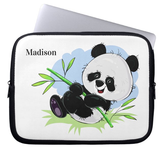 Cute Panda, aangepaste laptophoezen Laptop Sleeve (Voorkant)