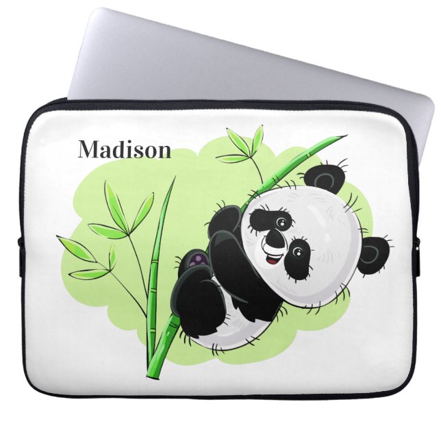 Cute Panda, aangepaste laptophoezen Laptop Sleeve (Voorkant)