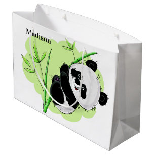 Cute Panda, aangepaste naam grote cadeauszak Groot Cadeauzakje