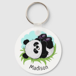 Cute Panda aangepaste naam sleutelketens Sleutelhanger