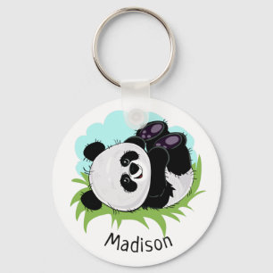 Cute Panda aangepaste naam sleutelketens Sleutelhanger