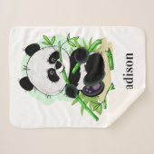 Cute Panda aangepaste naamdekens Sherpa Deken (Voorkant (horizontaal))