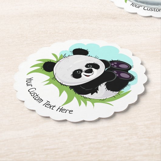 Cute Panda aangepaste onderzetters tekstpapier (Gekanteld)